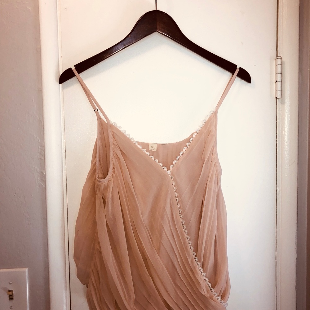 Anthropologie Eloise blush pleated wrap tank